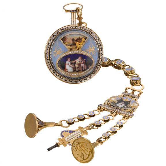Swiss watch with processional automaton and chatelaine Circa 1810