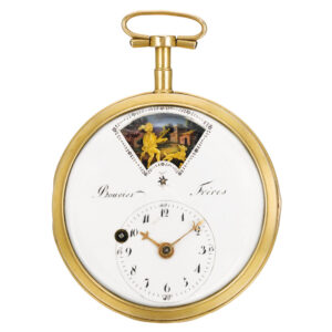 Swiss verge watch with simple processional automaton Circa 1800
