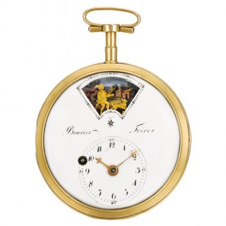 Swiss verge watch with simple processional automaton Circa 1800