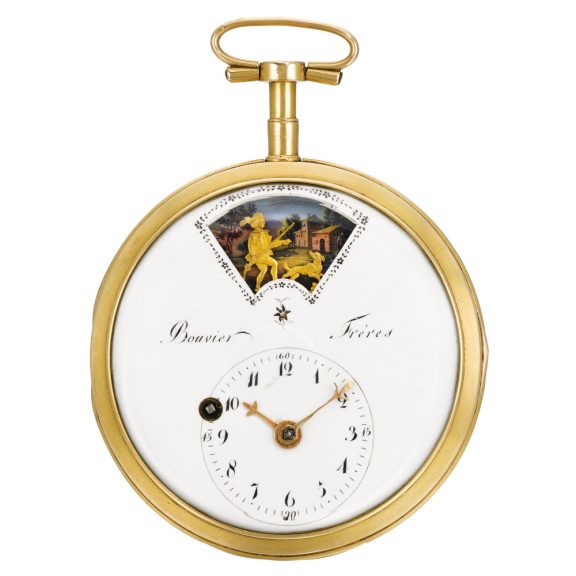 Swiss verge watch with simple processional automaton Circa 1800
