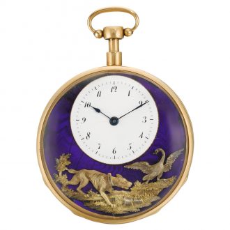 Swiss gold quarter repeating automaton watch Circa 1815