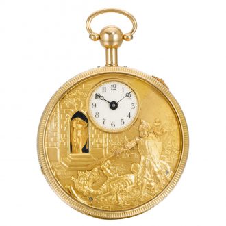 Swiss quarter repeating musical automaton watch Circa 1840