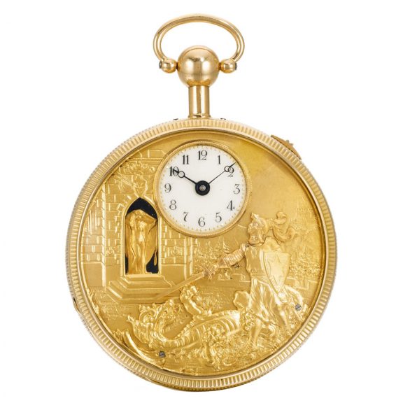 Swiss quarter repeating musical automaton watch Circa 1840
