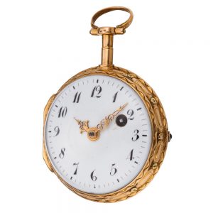 A French multi-color 18 carat gold pocket watch Circa 1775