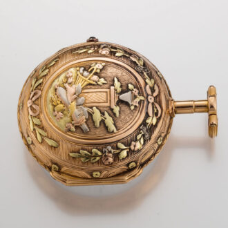A French multi-color 18 carat gold pocket watch Circa 1775