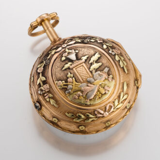 A French multi-color 18 carat gold pocket watch Circa 1775