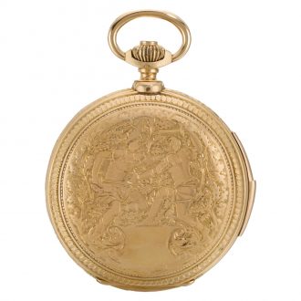 Swiss quarter repeating keyless lever automaton watch Circa 1890