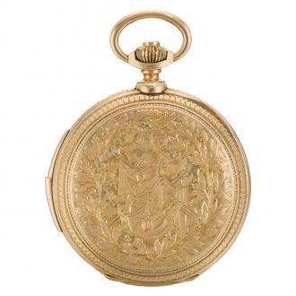 Swiss quarter repeating keyless lever automaton watch Circa 1890