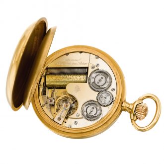 Swiss musical watch with automaton and centre seconds Circa 1880