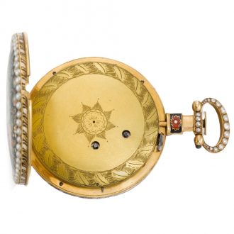 Swiss gold mirror image pair of duplex watches Circa 1845
