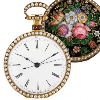Swiss gold mirror image pair of duplex watches Circa 1845