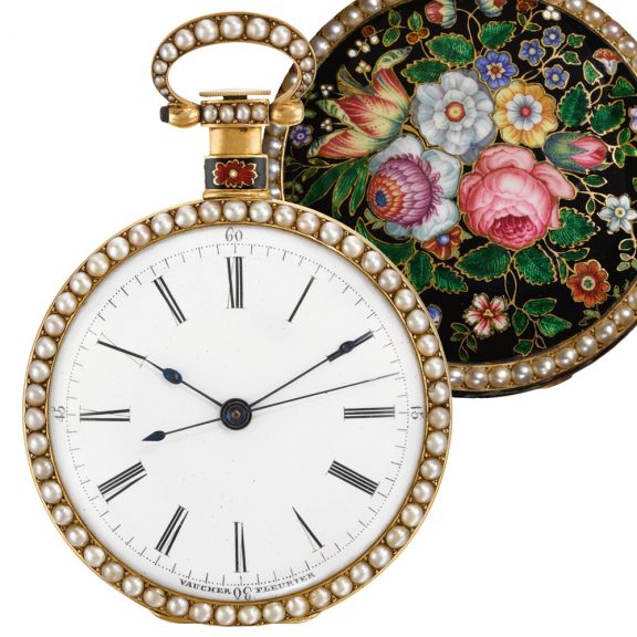 Swiss gold mirror image pair of duplex watches Circa 1845 Swiss gold mirror image pair of duplex watches Circa 1845
