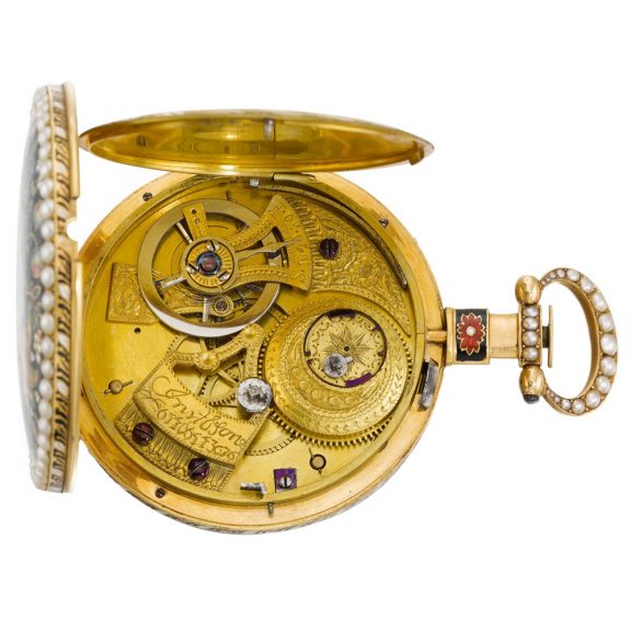 Swiss gold mirror image pair of duplex watches Circa 1845 Swiss gold mirror image pair of duplex watches Circa 1845