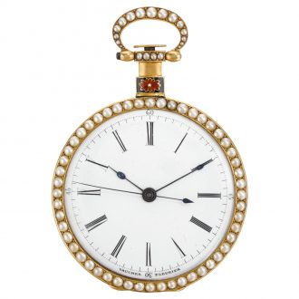 Swiss gold mirror image pair of duplex watches Circa 1845
