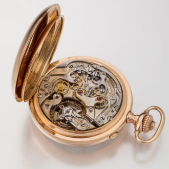 Gold Swiss split seconds chronograph with register Circa 1895