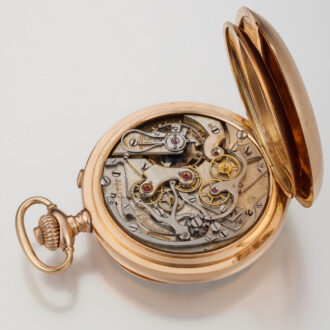 Gold Swiss split seconds chronograph with register Circa 1895