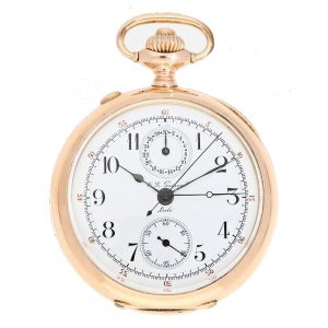 Gold Swiss split seconds chronograph with register Circa 1895