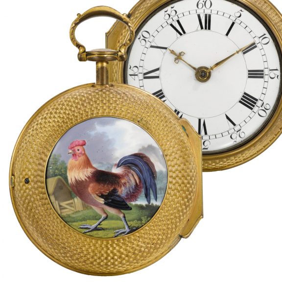English coach watch with polychrome enamel painting Circa 1785