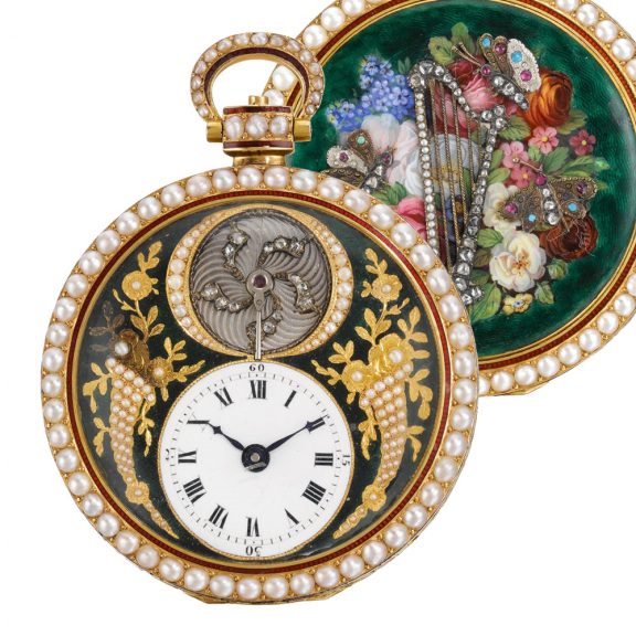 Swiss gold cylinder watch with exposed balance Circa 1820