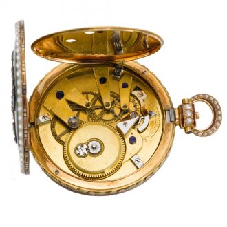 Swiss gold cylinder watch with exposed balance Circa 1820