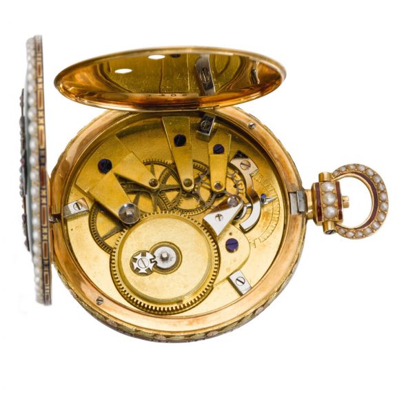 Swiss gold cylinder watch with exposed balance Circa 1820 Swiss gold cylinder watch with exposed balance Circa 1820
