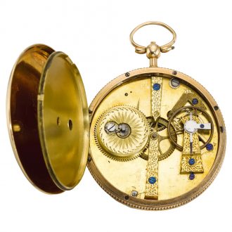 Swiss gold, enamel, and pearl-set cylinder watch Circa 1810