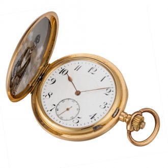 Swiss gold gentlemen’s full hunter cased watch Circa 1910 Swiss gold gentlemen’s full hunter cased watch Circa 1910