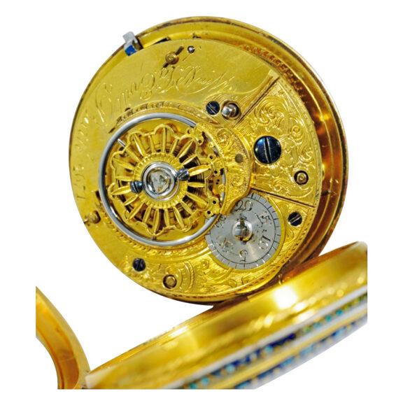 English gold, enamel, pocket watch Circa 1785 English gold, enamel, pocket watch Circa 1785