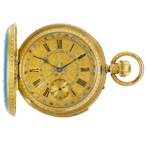 Impressive English half-quarter repeating lever watch Circa 1870 Impressive English half-quarter repeating lever watch Circa 1870