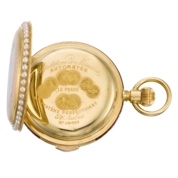 Swiss minute repeating watch with jacquemart automaton Circa 1900 Swiss minute repeating watch with jacquemart automaton Circa 1900