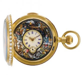 Swiss minute repeating watch with jacquemart automaton Circa 1900