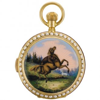 Swiss minute repeating watch with jacquemart automaton Circa 1900