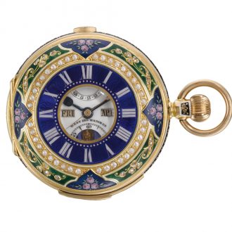 Swiss minute repeating calendar watch with chronograph Circa 1890 Swiss minute repeating calendar watch with chronograph Circa 1890