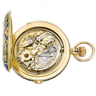 Swiss minute repeating calendar watch with chronograph Circa 1890 Swiss minute repeating calendar watch with chronograph Circa 1890