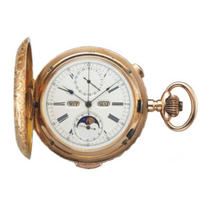 Fine 14 carat pink gold hunting cased Swiss pocket watch Circa 1905