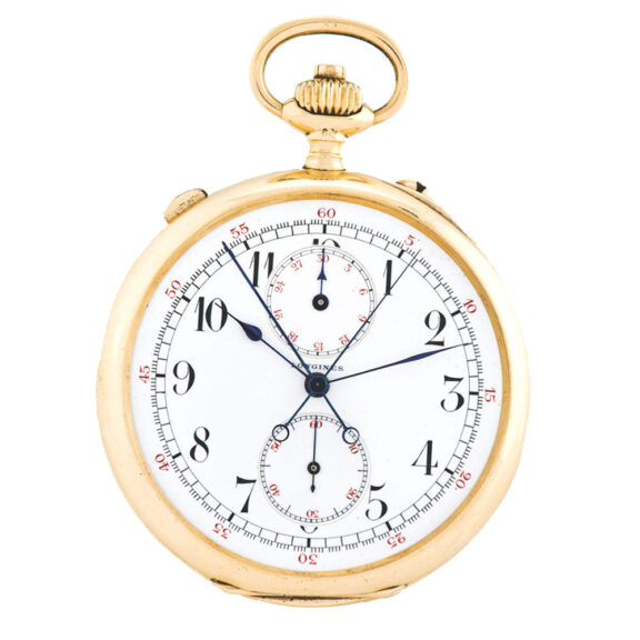 Very fine yellow gold keyless pocket watch with split-seconds Circa 1920