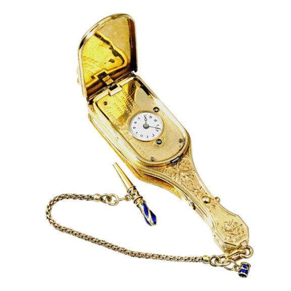 Swiss gold enamel, diamond-set concealed watch Circa 1840 Swiss gold enamel, diamond-set concealed watch Circa 1840