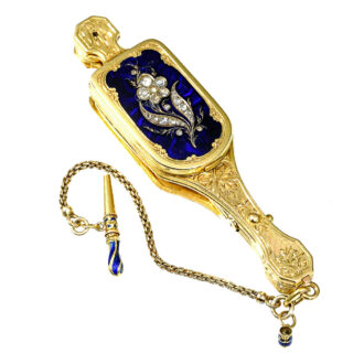 Swiss gold enamel, diamond-set concealed watch Circa 1840 Swiss gold enamel, diamond-set concealed watch Circa 1840
