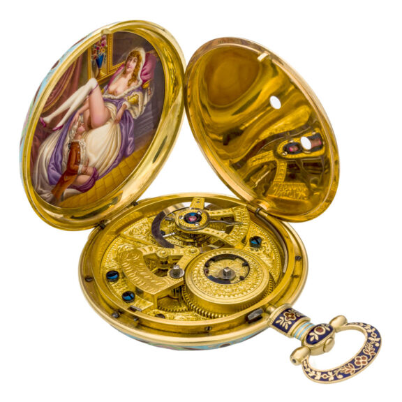 Swiss gold duplex erotic watch for Chinese market Circa 1835 Swiss gold duplex erotic watch for Chinese market Circa 1835