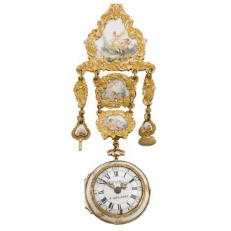 German single-cased porcelain watch with chatelaine Circa 1755