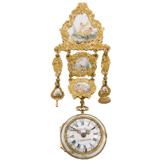 German single-cased porcelain watch with chatelaine Circa 1755 German single-cased porcelain watch with chatelaine Circa 1755