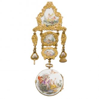 German single-cased porcelain watch with chatelaine Circa 1755