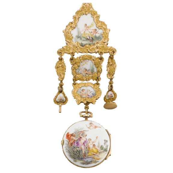 German single-cased porcelain watch with chatelaine Circa 1755 German single-cased porcelain watch with chatelaine Circa 1755