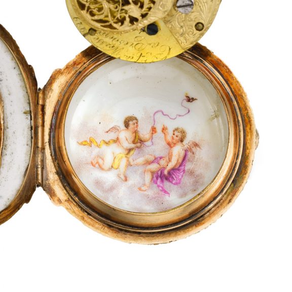German single-cased porcelain watch with chatelaine Circa 1755 German single-cased porcelain watch with chatelaine Circa 1755