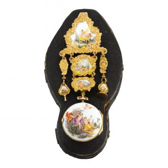 German single-cased porcelain watch with chatelaine Circa 1755