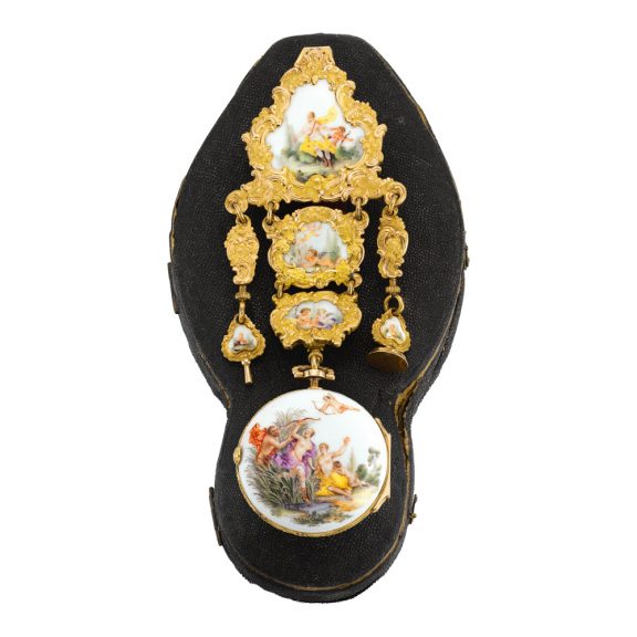 German single-cased porcelain watch with chatelaine Circa 1755 German single-cased porcelain watch with chatelaine Circa 1755