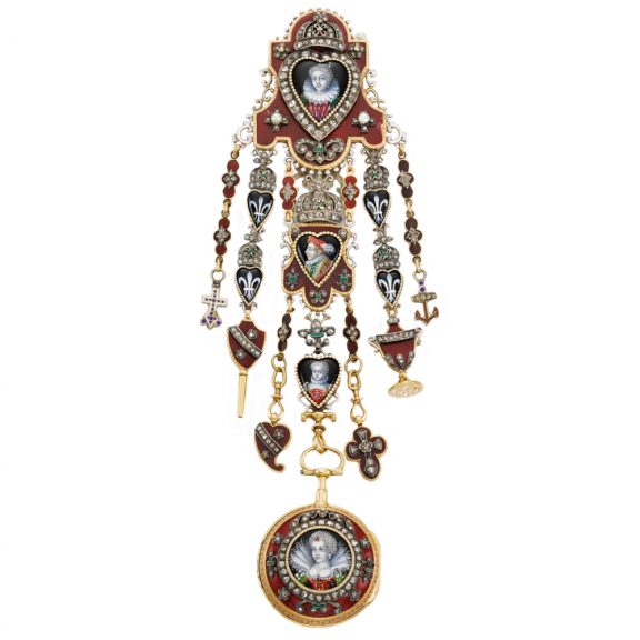 French decorative gold verge watch with chatelaine Circa 1775 French decorative gold verge watch with chatelaine Circa 1775
