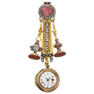 English lady's watch with short chatelaine and two seals Circa 1760
