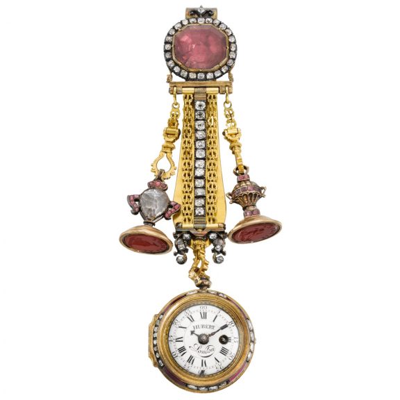 English lady's watch with short chatelaine and two seals Circa 1760 English lady's watch with short chatelaine and two seals Circa 1760