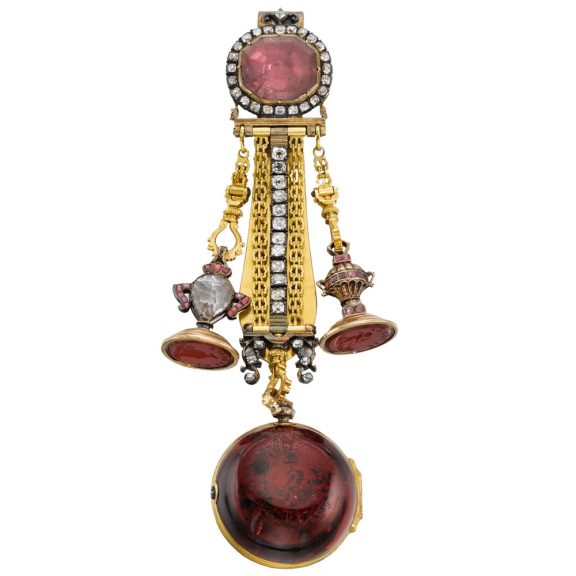 English lady's watch with short chatelaine and two seals Circa 1760 English lady's watch with short chatelaine and two seals Circa 1760